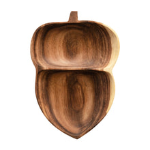 Load image into Gallery viewer, Acacia Wood Acorn Shaped Dish with Two Sections
