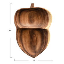 Load image into Gallery viewer, Acacia Wood Acorn Shaped Dish with Two Sections
