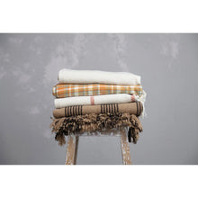 Load image into Gallery viewer, 60&quot;L x 50&quot;W Orange Flannel Plaid Throw Blanket with Fringe
