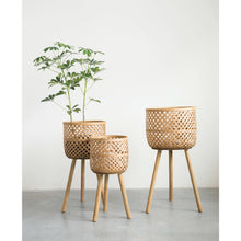 Load image into Gallery viewer, Woven Baskets with Wood Legs, 3 Sizes
