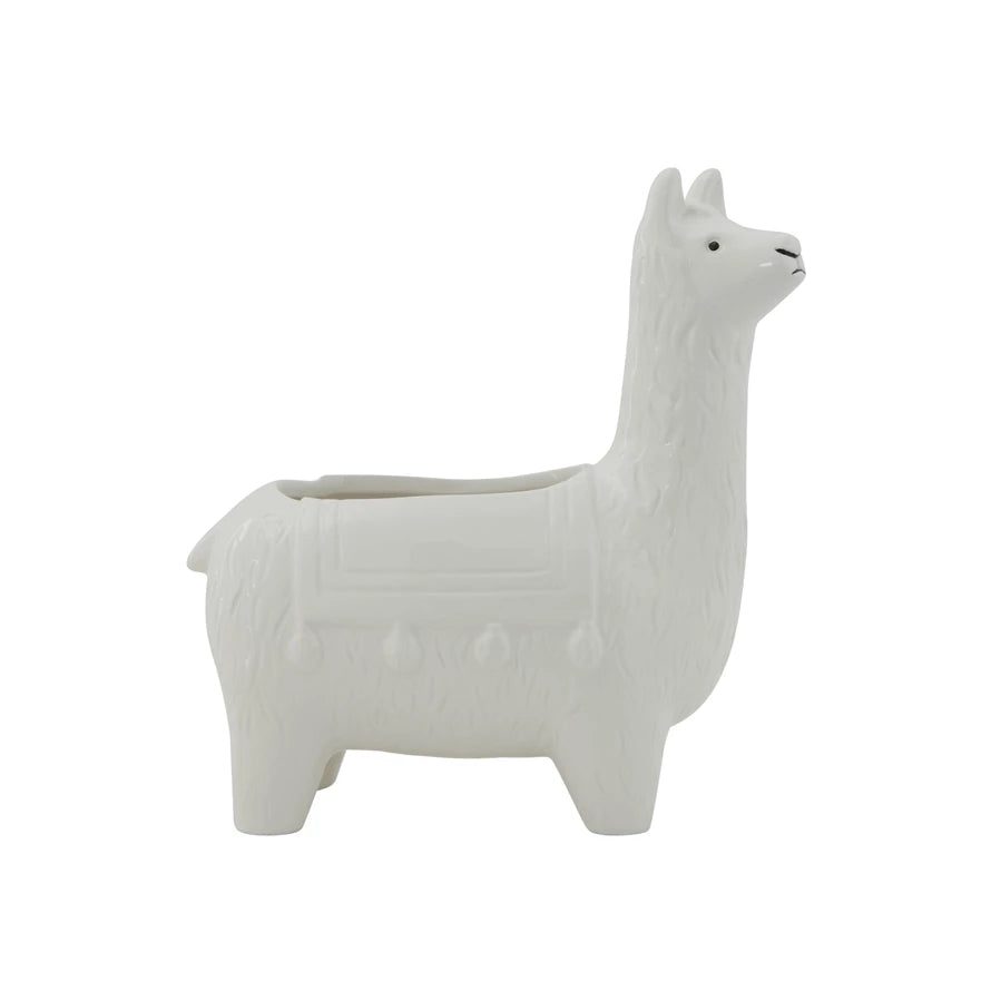 Ceramic White Llama Planter