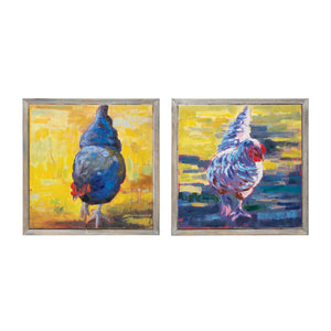 Hand-Painted Framed Canvas with Chicken, 2 Styles