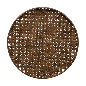 Round Hand-Woven Rattan Tray