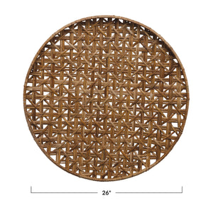 Round Hand-Woven Rattan Tray