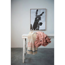 Load image into Gallery viewer, Striped Woven Cotton Blend Throw Blanket with Fringe
