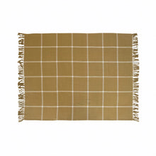 Load image into Gallery viewer, Cotton Flannel Throw Blanket with Grid Pattern and Fringe
