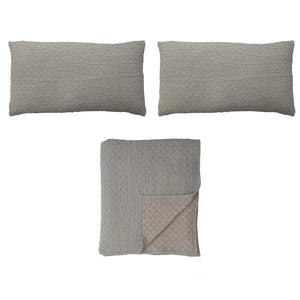 King Quilted Jacquard Bed Cover w/ 2 King Shams, Set of 3