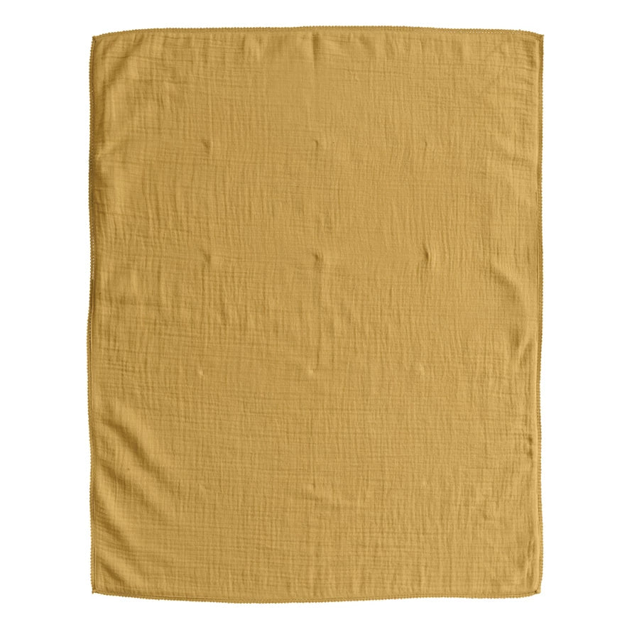 Yellow Double Cloth Baby Blanket w/ Trim in Bag