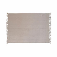 Load image into Gallery viewer, Woven Tan Throw Blanket with Fringe
