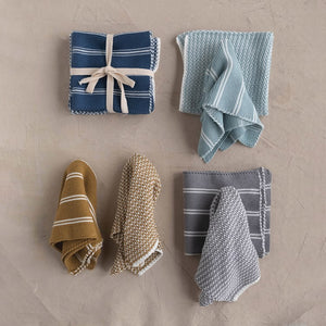 12" Square Cotton Knit Dish Cloths, Set Of 2