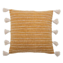 Load image into Gallery viewer, Cotton Throw Pillow with Stripes and Tassels
