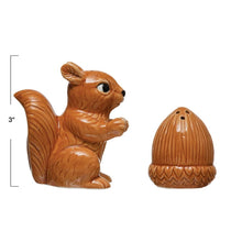 Load image into Gallery viewer, Squirrel and Acorn Salt and Pepper Shakers

