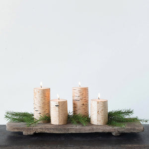 Unscented Birch Wrapped Pillar Candle
