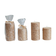 Load image into Gallery viewer, Unscented Birch Wrapped Pillar Candle
