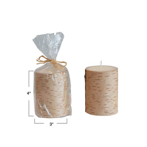 Unscented Birch Wrapped Pillar Candle