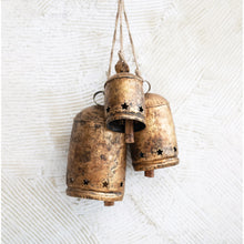 Load image into Gallery viewer, Metal Bell on Jute Rope with Star Cut-Outs
