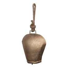 Load image into Gallery viewer, Metal Bell on Jute Rope, Antique Brass Finish
