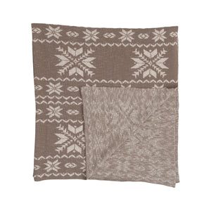 Brown and Cream Throw Blanket with Faire Isle Print