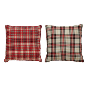 Red Plaid Throw Pillow, 2 Styles